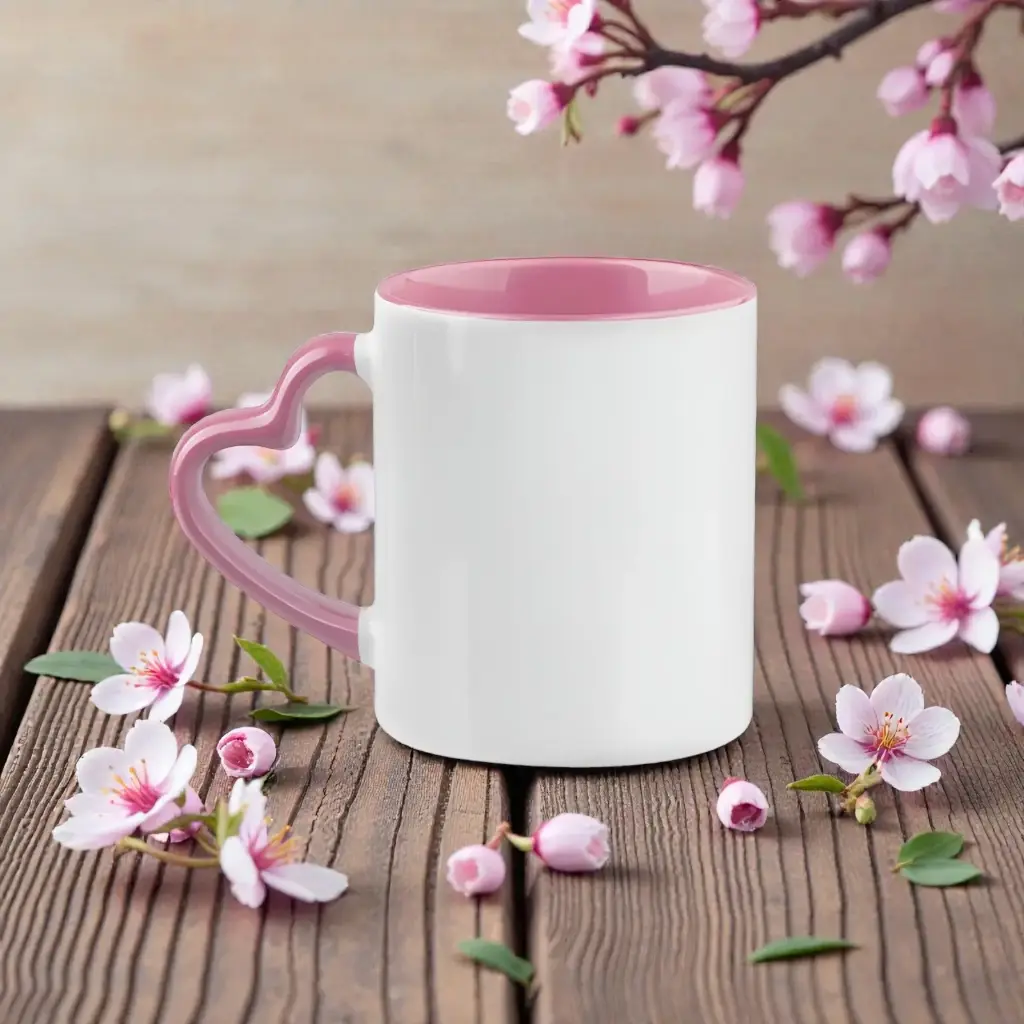 Pink Mug W/ Heart Handle