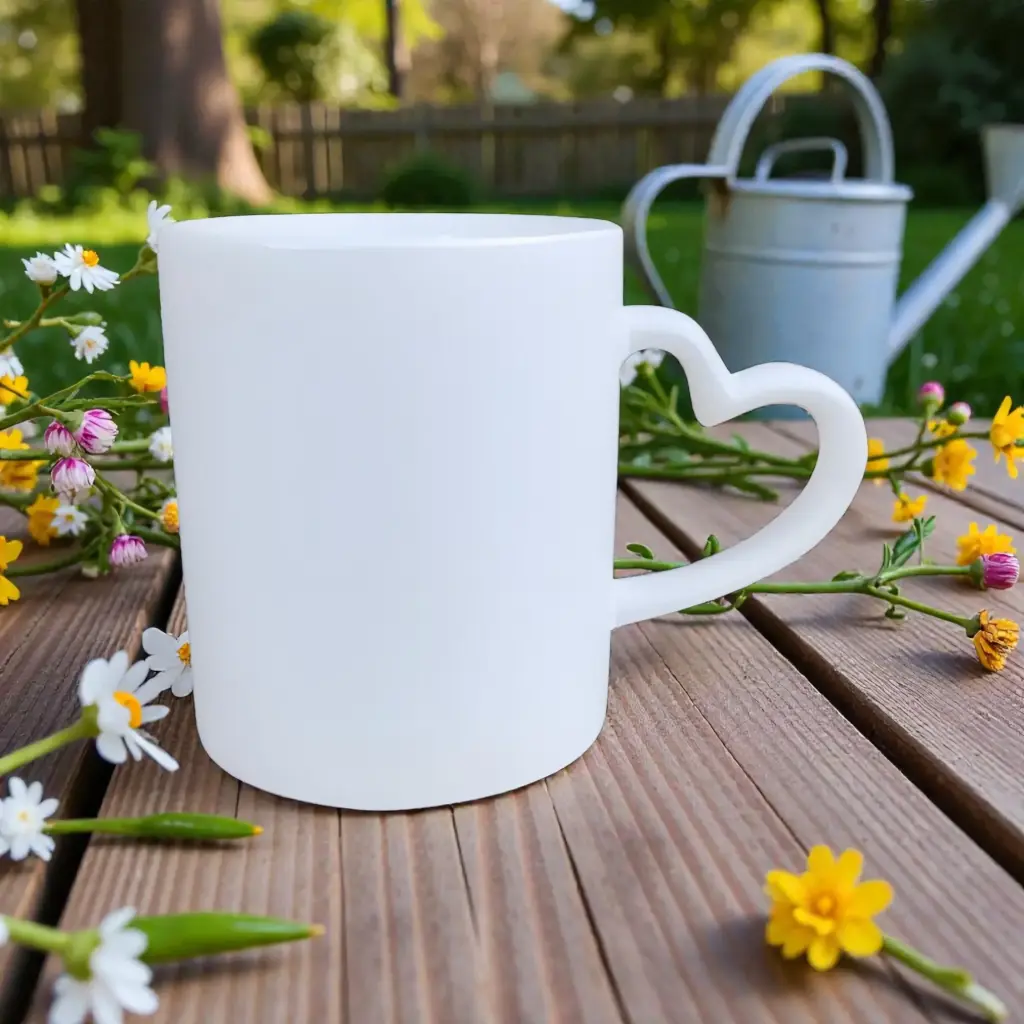 White Mug with Heart Handle
