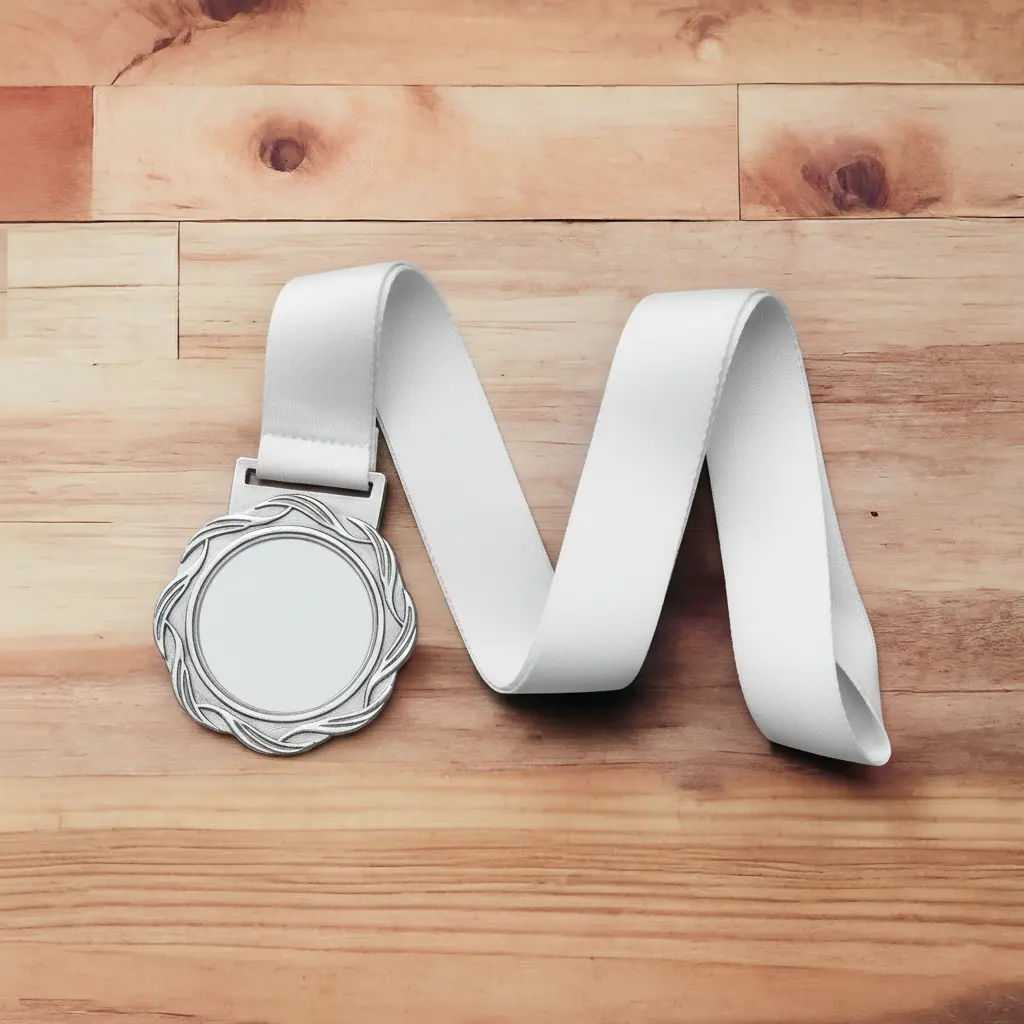 Medal Swirl Design White Lace Silver