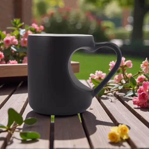 [E101846] "11oz magic Mug Black Heart Handle