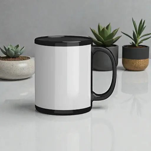 [E100164] Black Mug with White Patch
