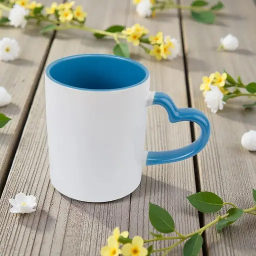 [E100171] Light Blue Mug W/ Heart Handle