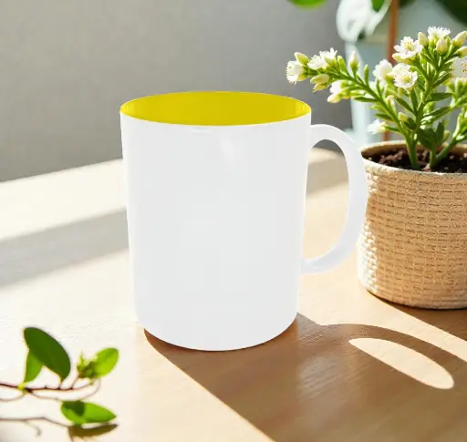 [E101743] Mug Inner Yellow/ Handle White