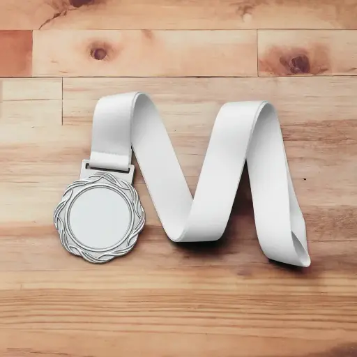 [E102125] Medal Swirl Design White Lace Silver